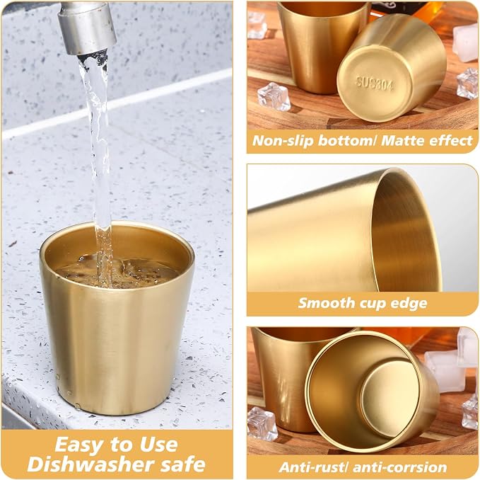 Amyhill 12 Pieces Stainless Steel Cups Double Wall Tumbler Glasses Stackable - Image 5