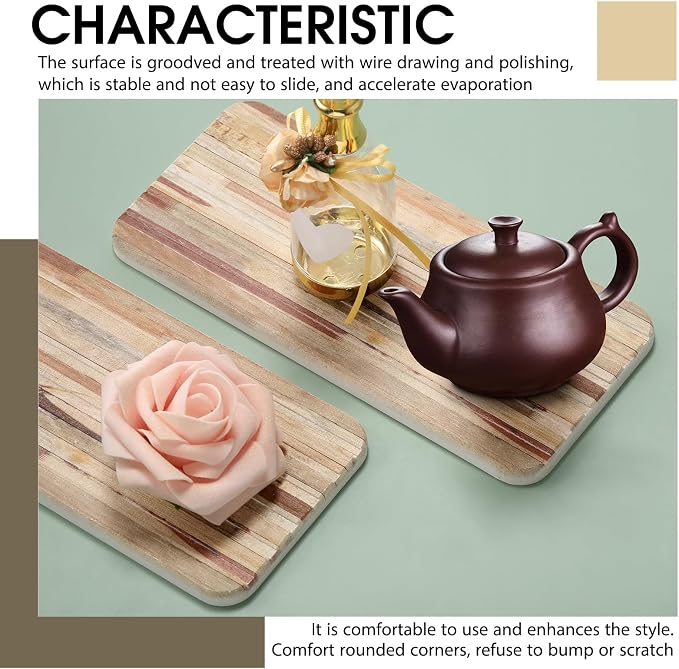 2Pcs 8.6x4'' Water Absorbent Diatomite Coasters Diatomaceous Earth Drying Mat - Image 6