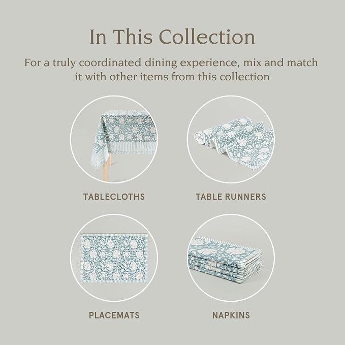 Over&Back 18x90 Hand-Blocked Printed Cotton Table Runner - Image 4