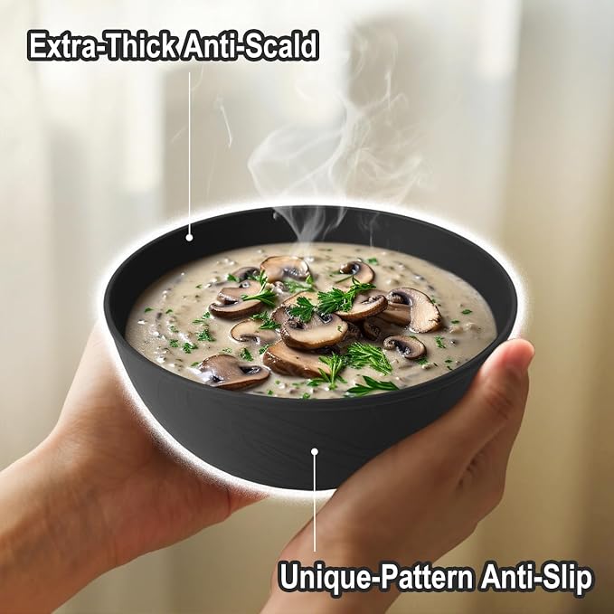 Black Cereal Bowls 40oz for Cereal Lover, Unbreakable Alternative Plastic Bowls - Image 3