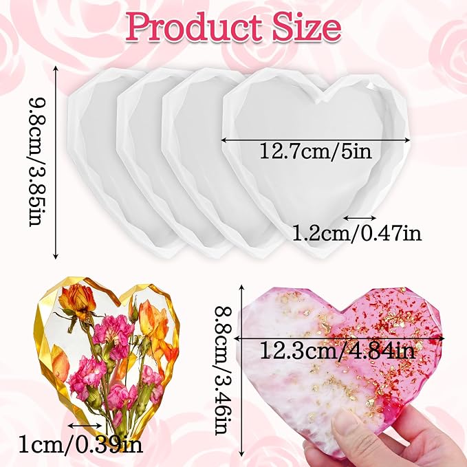 Resin Coaster Molds, Photo Frame, Wedding Valentines Mom Gift, Cup Mat Decor - Image 3