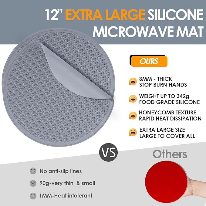 4 Pack 12 Inch Multi-Purpose Silicone Mat, As Drying Mat, Microwave Mat - Image 7