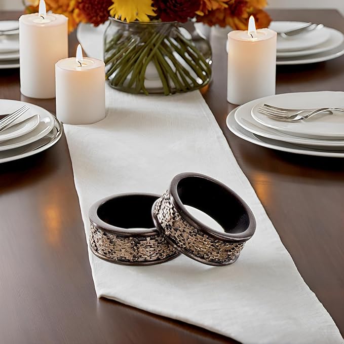 Creative Scents Dublin Brown Napkin Rings Set of 6 - Image 6