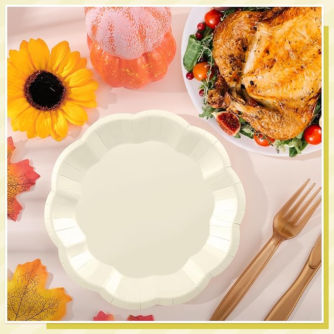 NatNarr 30 Pcs Ivory Paper Plates 7 Inch Scalloped Small Cake Plates | - Image 5