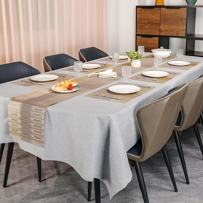 Table Runner 53 Inches Long, Vinyl Woven Farmhouse Table Runners | Washable - Image 6