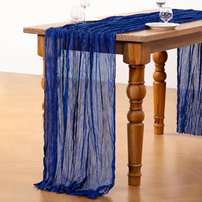 DeZerlor Royal Blue Cheesecloth Table Runners 6 Pack Summer Boho Runners | - Image 5