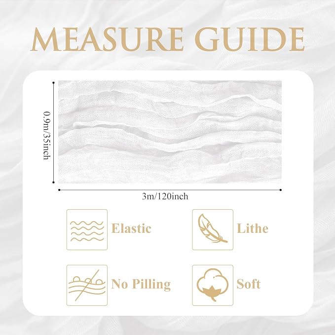 Cheesecloth Table Runner 10FT 2Pcs Ivory Boho Gauze Rustic Sheer Runners | - Image 2