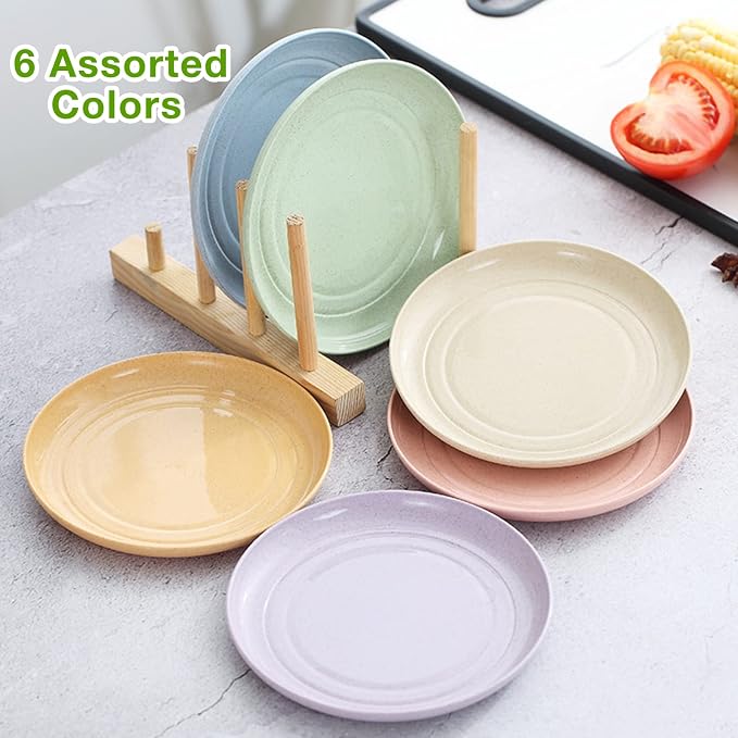 MFACOY 6 PACK Unbreakable Wheat Straw Plates, 9 Inch, Lightweight & Reusable - Image 7