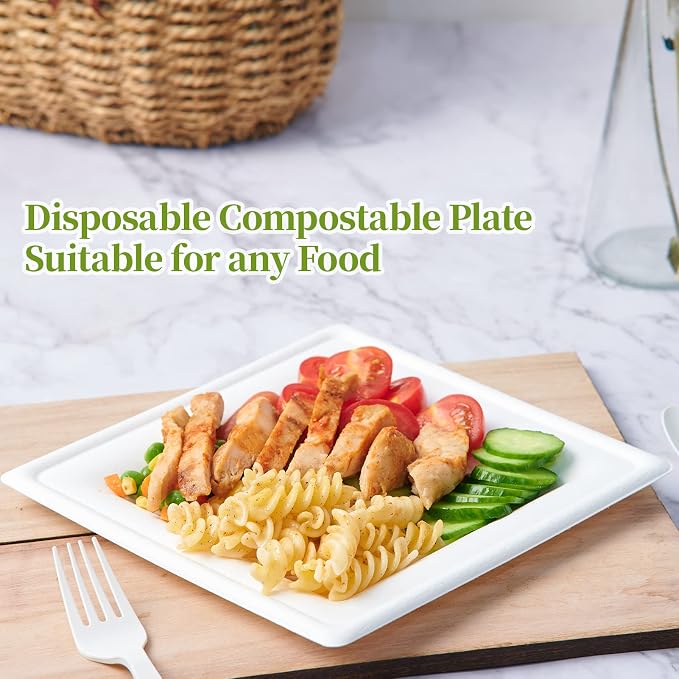 150 Piecs Compostable Square Paper Plates, 10 inch - Image 5