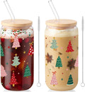 Sliner 2 Pcs Christmas Tree Glass Cups Summer Xmas Tumbler by Sliner