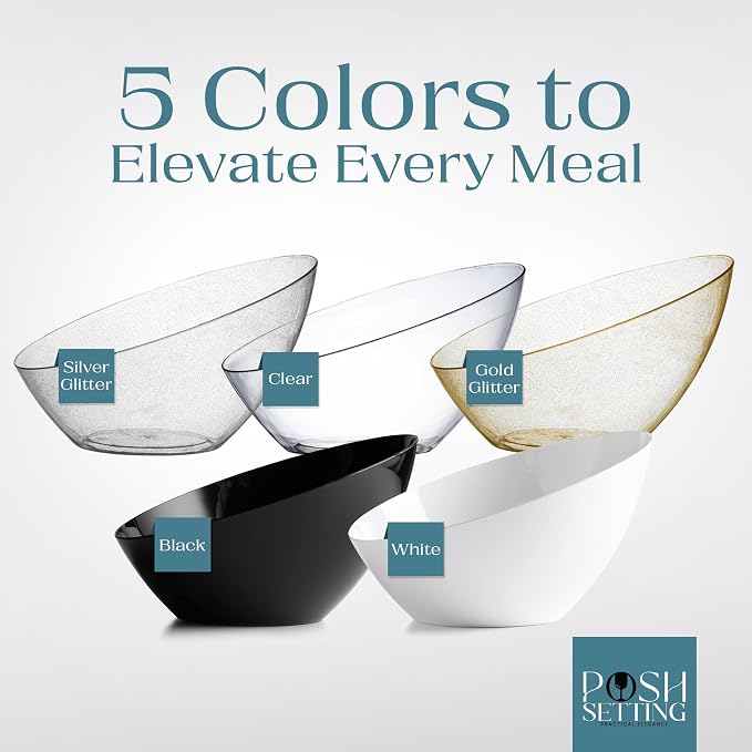 5 Pack White Angled Plastic Serving Bowl Disposable - Image 7
