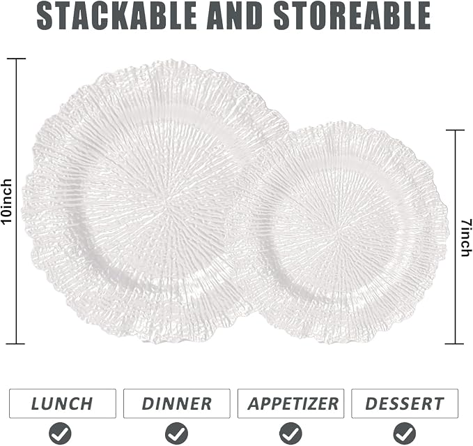 U-QE 60PCS White Plastic Plates - Image 2