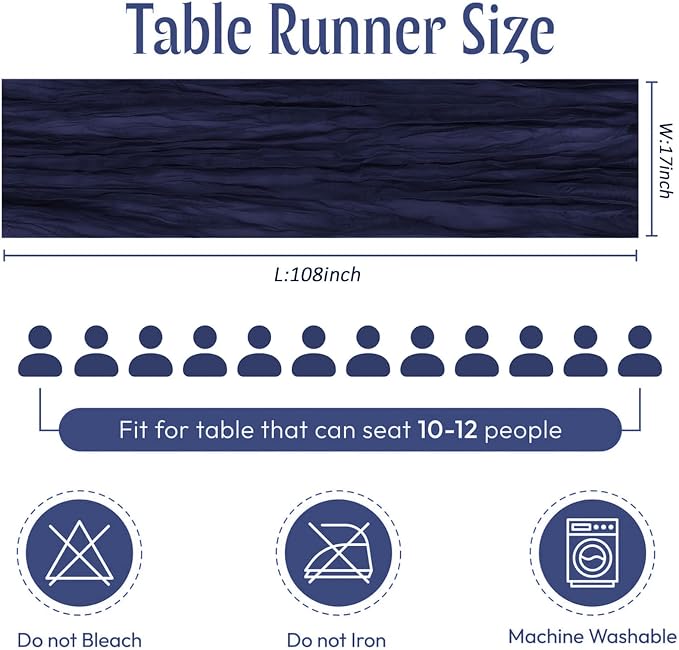 12 Pack Navy Blue Cheesecloth Table Runner 17 x 108 Inch Gauze Table Runner - Image 2