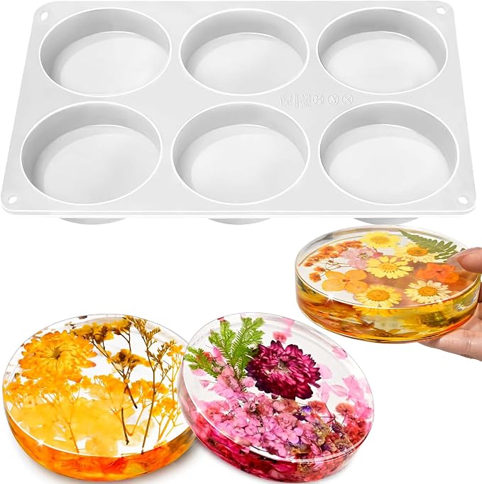 Round Coaster Resin Molds, Large 6 Cavity Extra Deep Coaster Molds | 4 Inch by ZQYSING