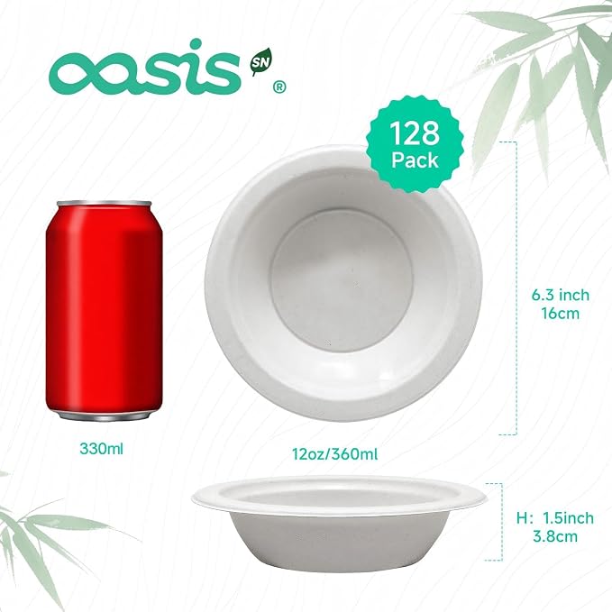 12 oz 128-Pack Compostable Soup Bowls, Disposable Paper Bowls - Image 2
