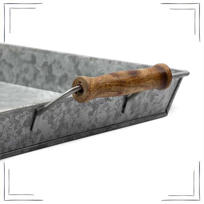 AuldHome Design Galvanized Farmhouse Trays; Farmhouse Decor Rectangular Trays - Image 9