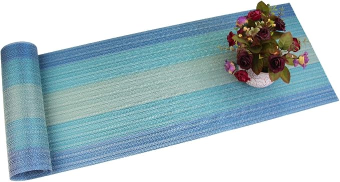 PIGCHCY Placemats Set of 6 and Table Runner, Heat Resistant Vinyl Woven - Image 6
