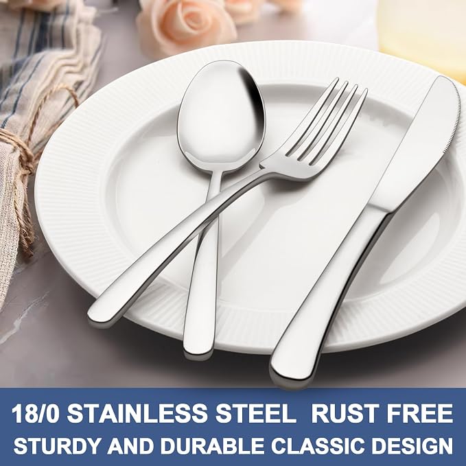 40-Piece Silverware Set for 8, Wildone Premium Stainless Steel Flatware Set - Image 4