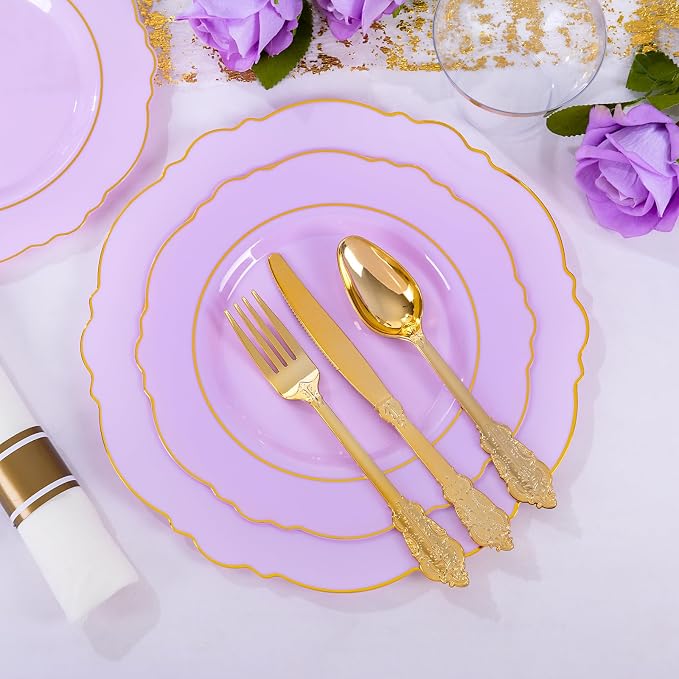 350PCS Purple Plastic Plates - Image 6