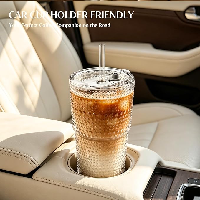 INSETLAN 20 oz Hobnail Glass Cups - Image 7