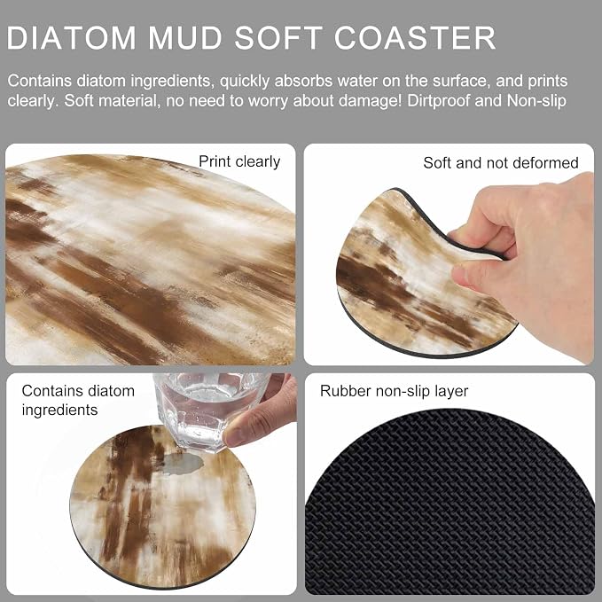 Abstract Minimalist Coasters Set of 6, Absorbent Coasters - Image 9