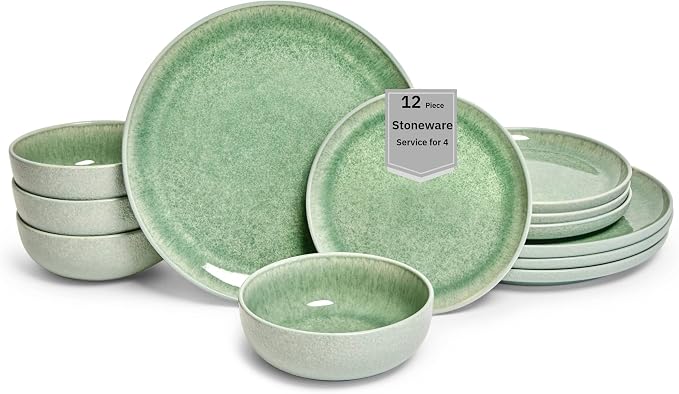 Sango Asher 12-Piece Stoneware Dinnerware Set by Sango