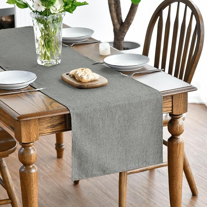 Artoid Mode Light Grey Table Runner, Seasonal Washable Kitchen Dining Table - Image 2
