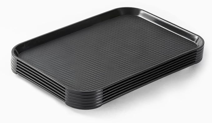 6 Pack Plastic Serving Trays, 12x16 Inch Cafeteria Trays, NSF Certified PP Fast by CURTA