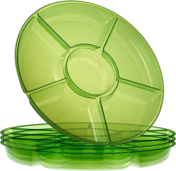 Plasticpro 6 Sectional Round Plastic Serving Tray/Platter by PLASTICPRO