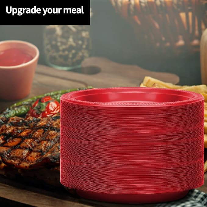 Hanna K. Signature Collection Red Plastic Plates, 9‑Inch Round, 50 Count – - Image 4