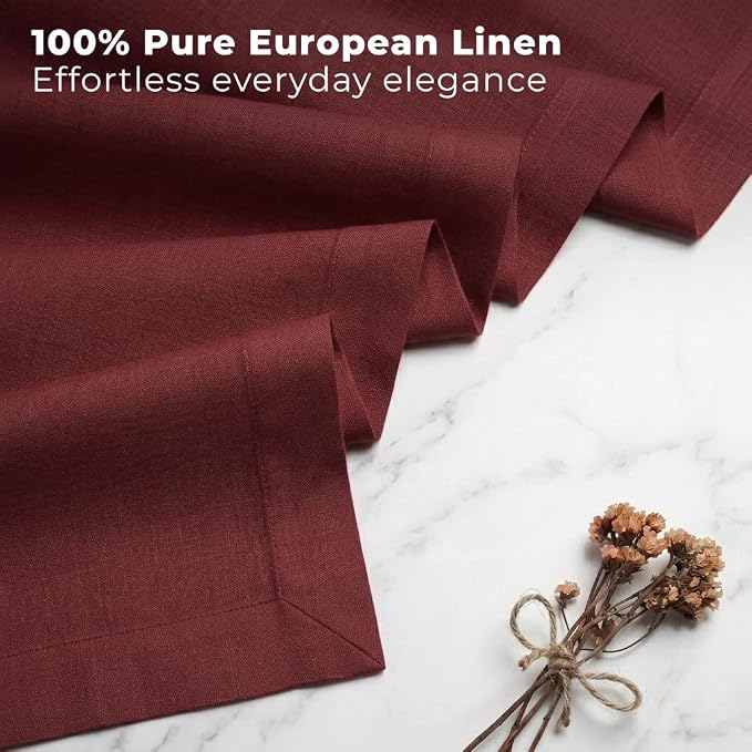 Classic Linen™ by D'Moksha Red Garnet Table Runner 132 Inches Long, 100% Pure - Image 2