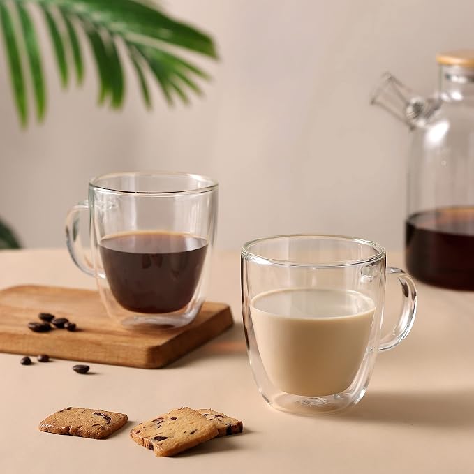 CNGLASS Large Double Wall Glass Coffee Mug 17 oz, Insulated Glass Coffee Cups - Image 6