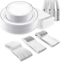 350-Piece Silver Rim Plastic Dinnerware Set by VajilaPhil
