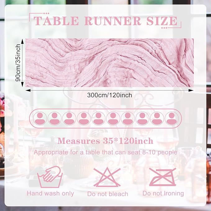 12 Pack Cheesecloth Table Runner 10Ft Christmas Gauze Boho Table Runners - Image 2