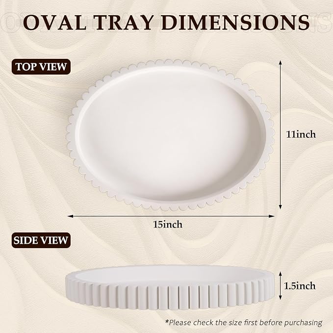 Oval Tray for Coffee Table Decor, Solid Concrete, Aesthetic Home Decor - Image 3