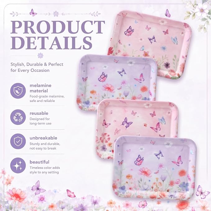 4 Pieces Butterfly Serving Trays - Image 3