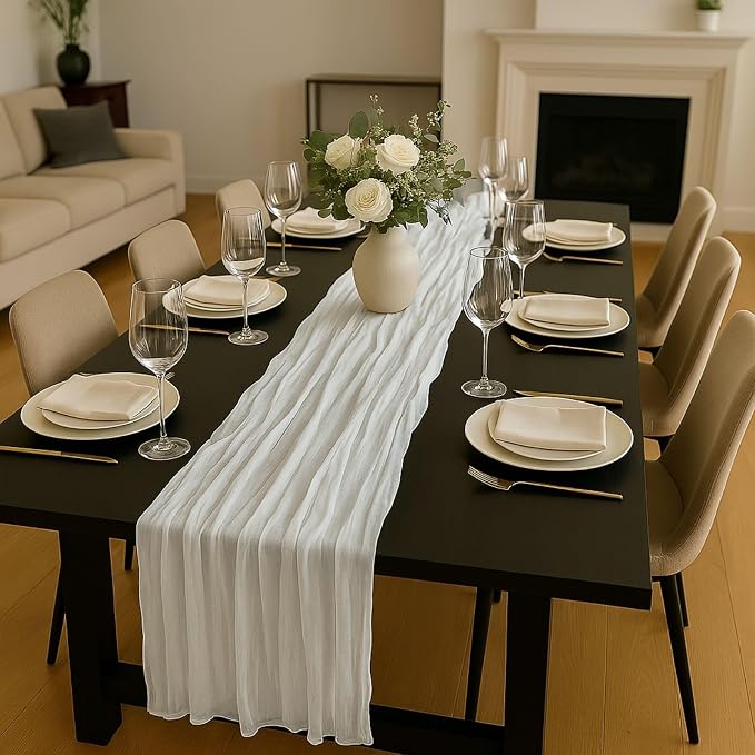 12 Pack Ivory Cheesecloth Table Runner – 10FT x 12pcs White Gauze Table Runners - Image 5