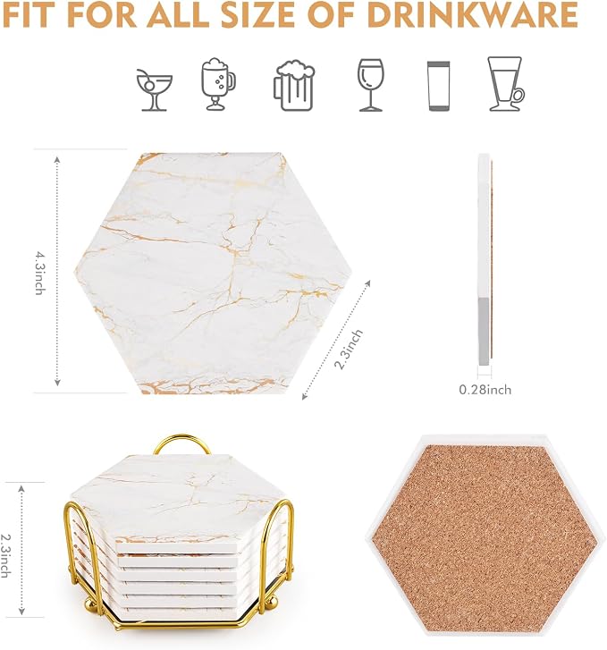 Marble Coasters for Drinks Absorbent - Image 4