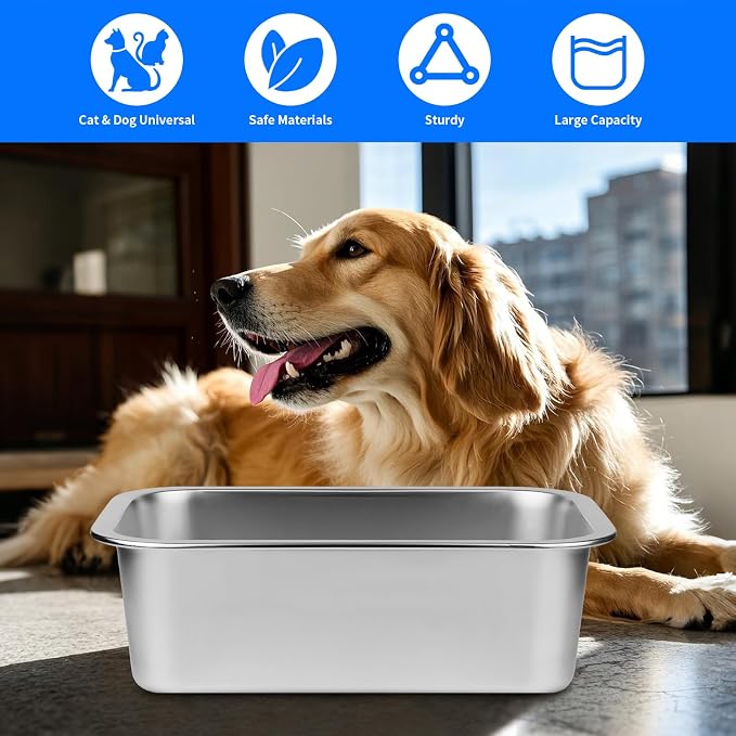 Ohtomber 0.85 Gallons Stainless Steel Dog Bowl, Pet Water & Food Bowl | No - Image 7