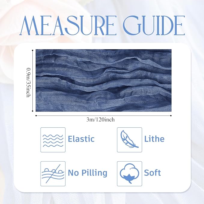 Cheesecloth Table Runner Blue 10FT Boho Gauze Runner, 6 Pack | 120 Inch Cheese - Image 2