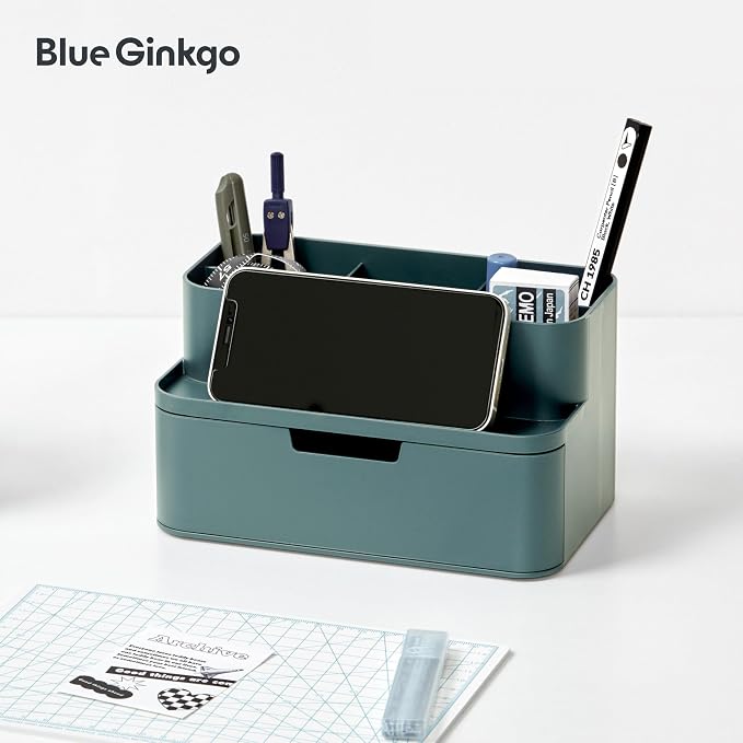 BLUE GINKGO Compact Desk Organizer, Made in Korea | 5 Compartments. Half - Image 5