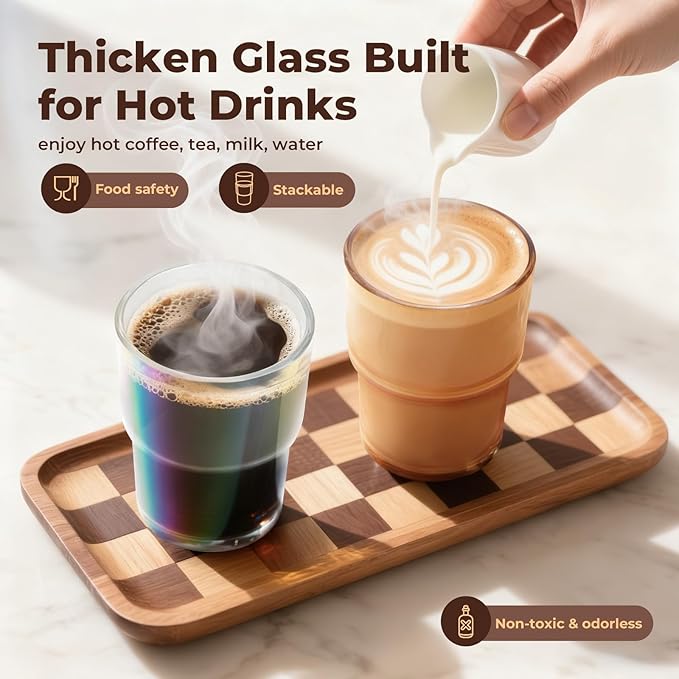 Zukro 13 oz Glass Cups with Lid and Straw 4 Pack, Non-Slip Rubber Bottom | Leak - Image 2