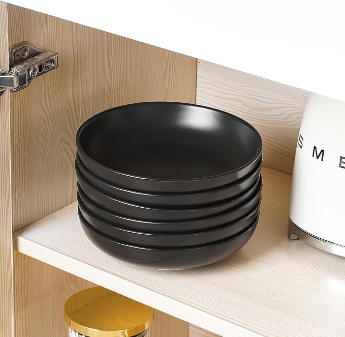 Selamica Porcelain 8.6 inch Salad Pasta Bowls Set of 6, 34 OZ Bowls Plates - Image 4