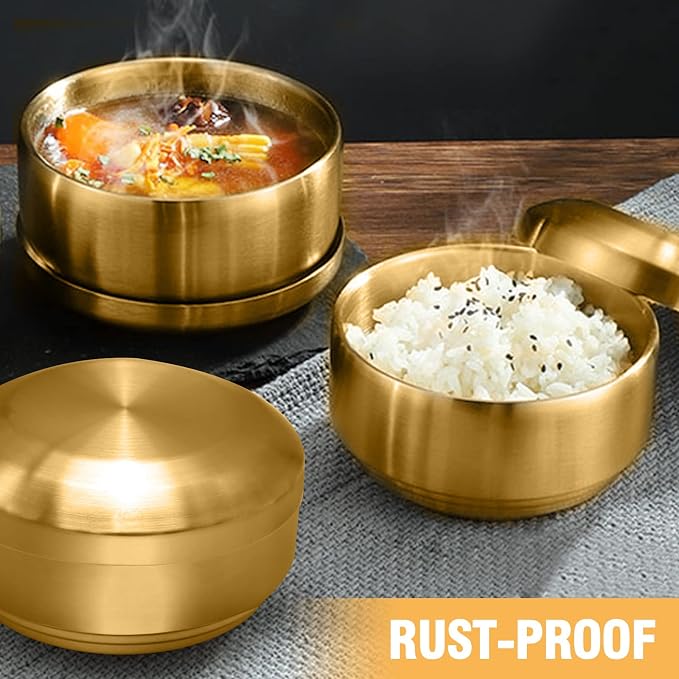 Stainless Steel Rice Bowl with Lid, - Image 3