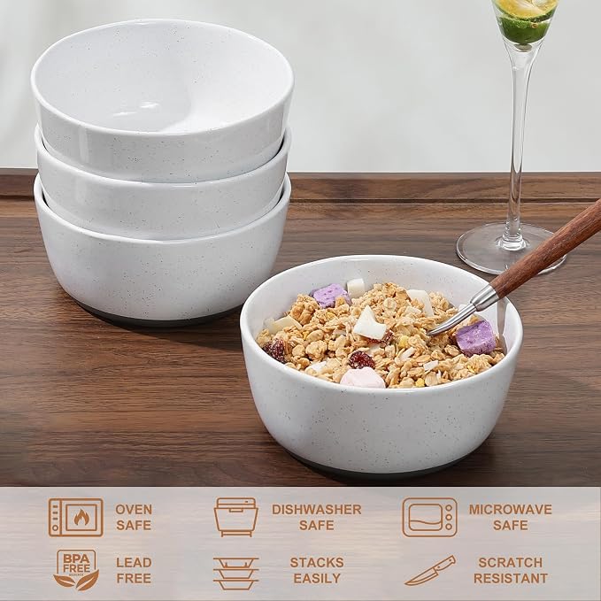 Cereal Bowls Set of 4, Ceramic Bowls - Image 4