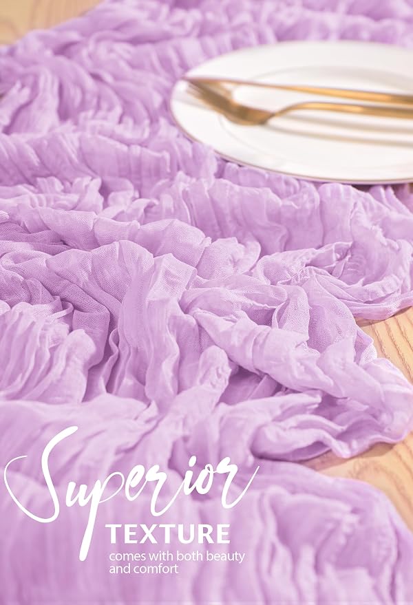 30 Pack Cheesecloth Table Runner 10FT Lilac Purple Table Runner Lavender Boho - Image 4