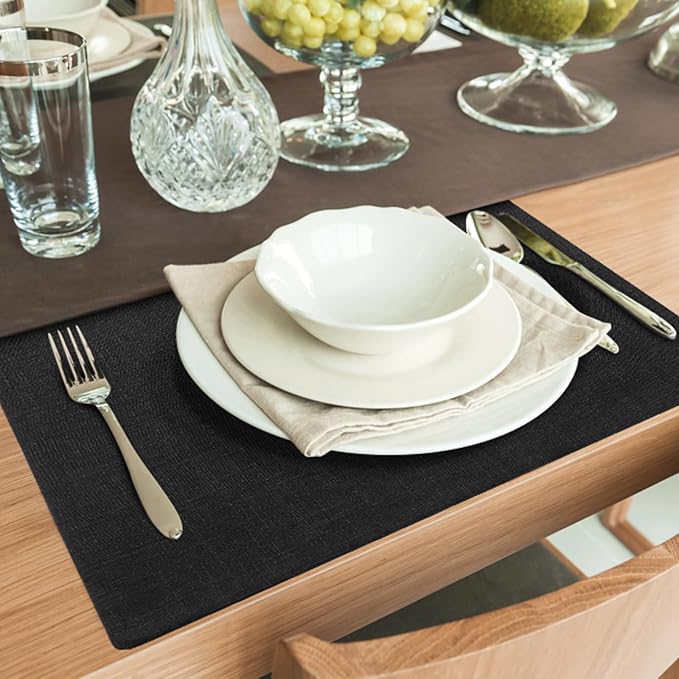 Faux Cotton Linen Placemats Set of 4, Cloth Washable Farmhouse Dining Table Mats - Image 7