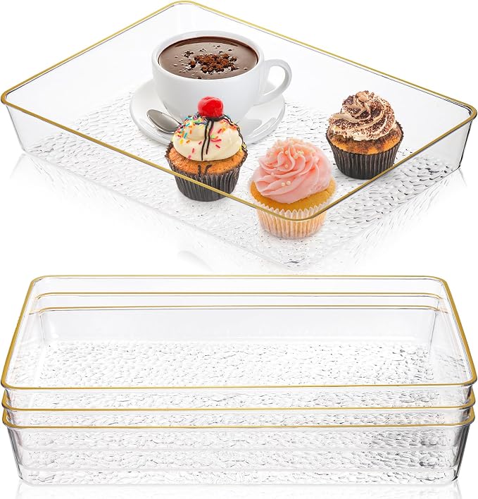 Cididu 4 Pack Clear Serving Trays, Deep Serving Platters Rectangle 12'' x 8'' - Image 5