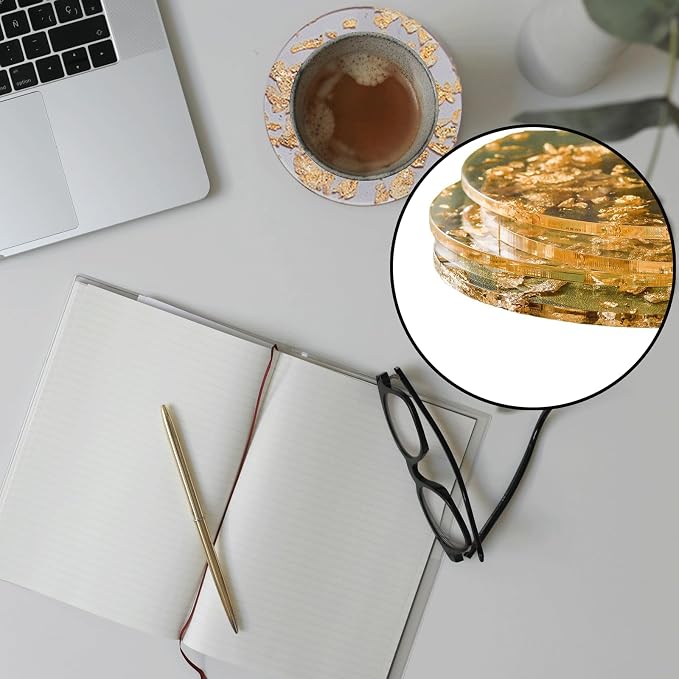 6PCS Gold Foil Acrylic Cup Coasters - Image 5
