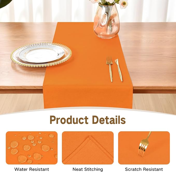 Faux Linen Table Runner Water Resistant 13 x 48 in, Coffee Table Runner - Image 3